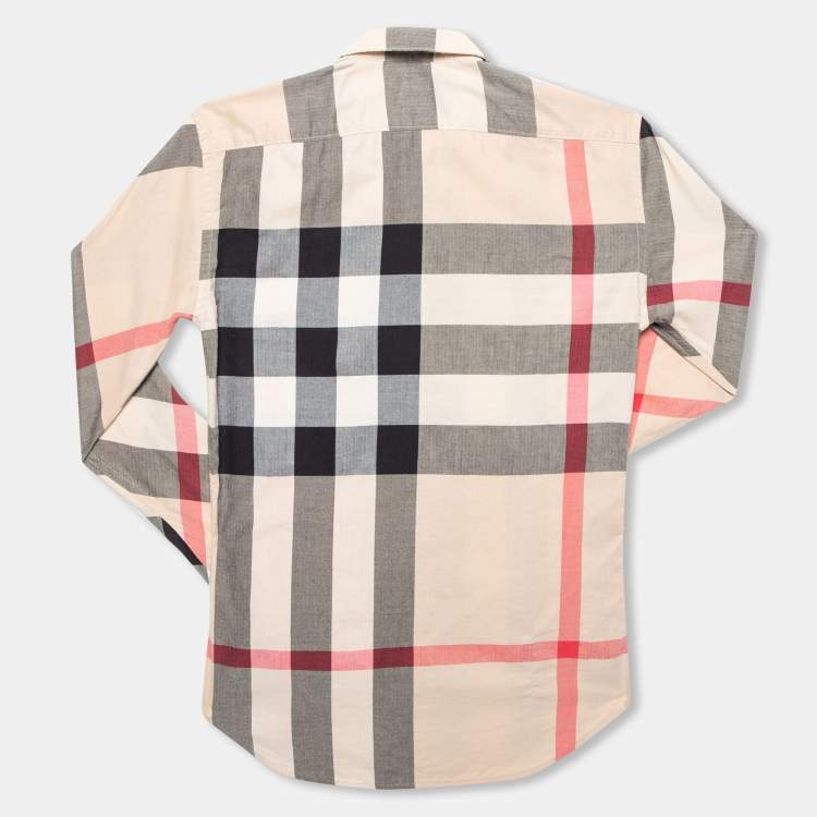 Pre Owned Burberry Brit Beige Checked Cotton Button Front Shirt S