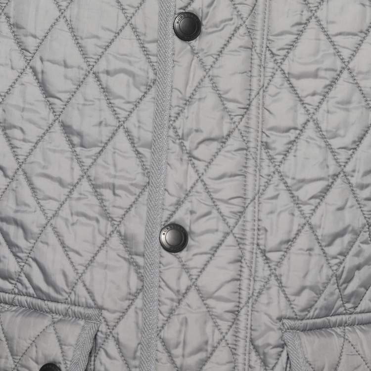 Pre Owned Burberry Brit Grey Quilted Sleeveless Haymarket Vest M