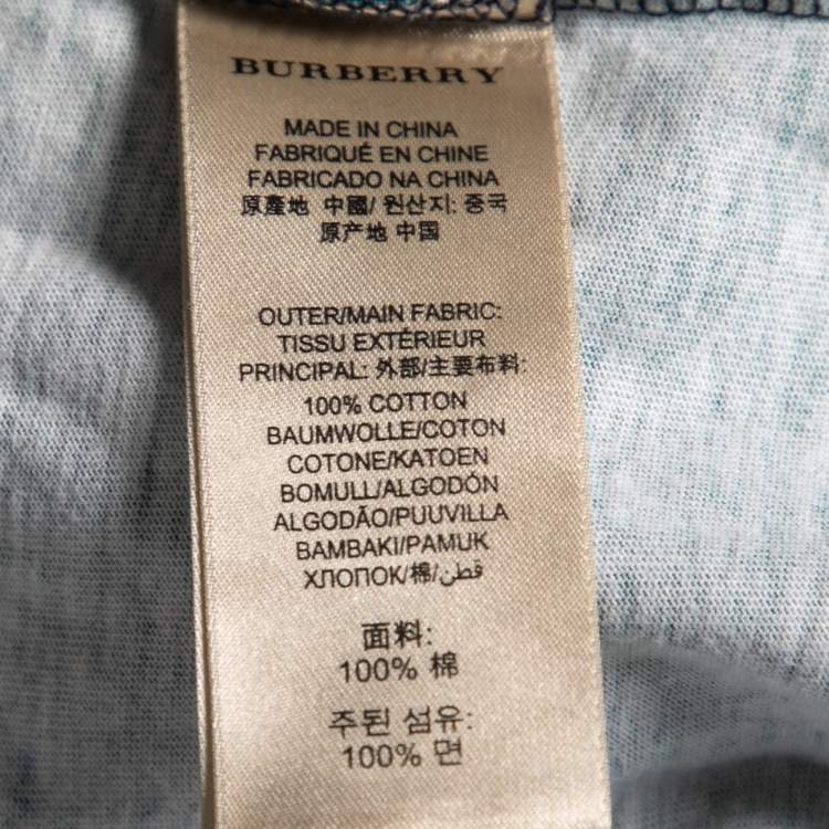 Pre Owned Burberry Brit White and Blue Cotton Striped Crew Neck T-Shirt L