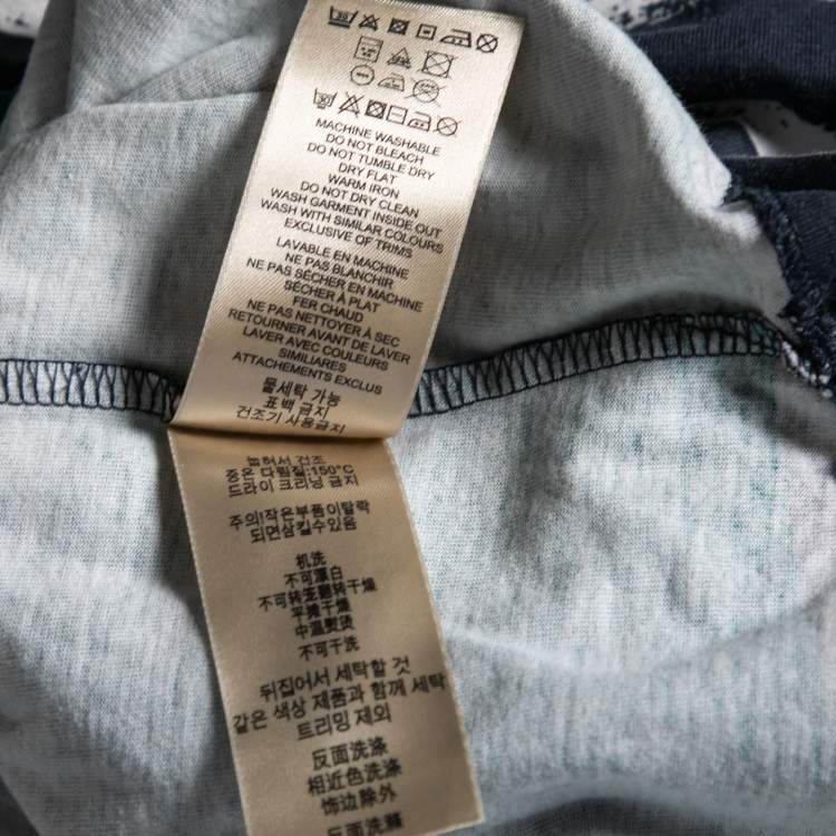 Pre Owned Burberry Brit White and Blue Cotton Striped Crew Neck T-Shirt L