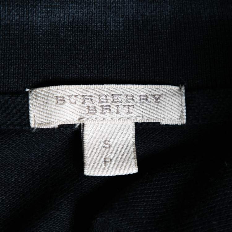 Pre Owned Burberry Brit Black Cotton Pique Short Sleeve Polo T-Shirt S
