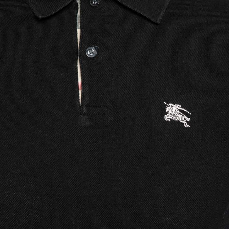 Pre Owned Burberry Brit Black Cotton Pique Short Sleeve Polo T-Shirt S