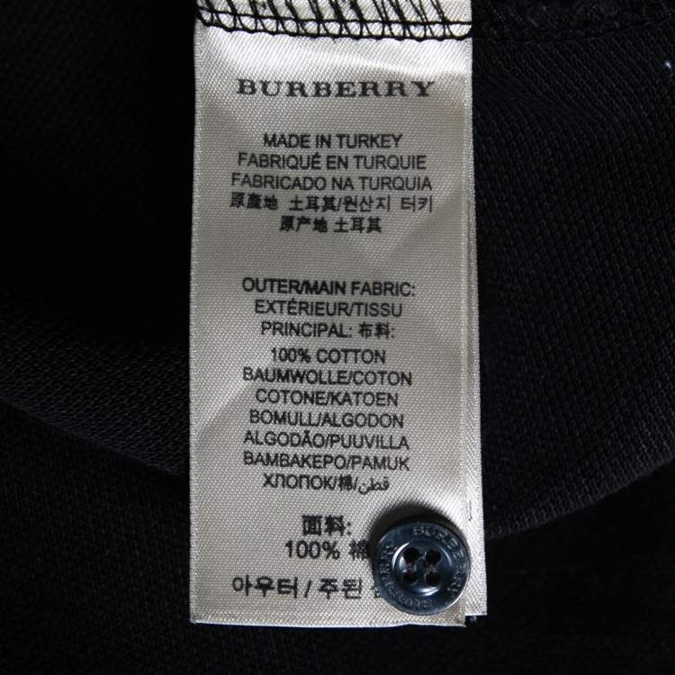 Pre Owned Burberry Brit Black Cotton Pique Short Sleeve Polo T-Shirt M