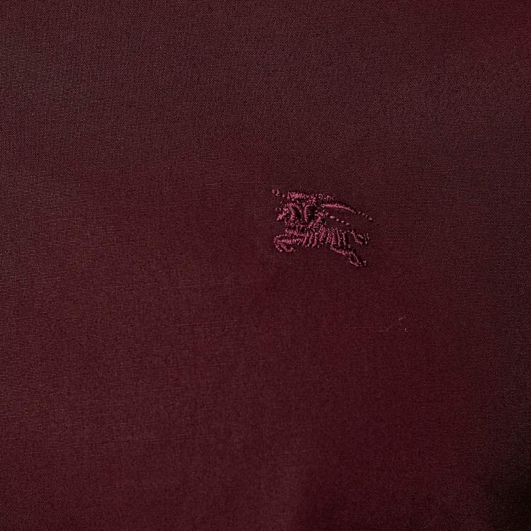 Pre Owned Burberry Brit Burgundy Stretch Cotton Button Front Shirt S