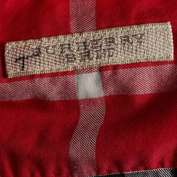 Pre Owned Burberry Brit Red Checked Cotton Button Front Shirt M
