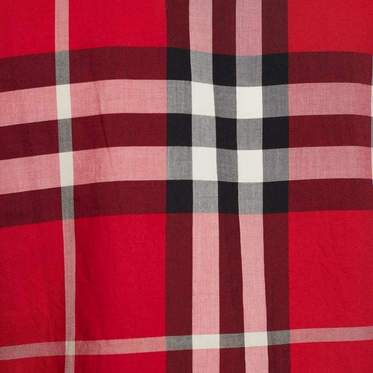 Pre Owned Burberry Brit Red Check Print Cotton Button Front Shirt S