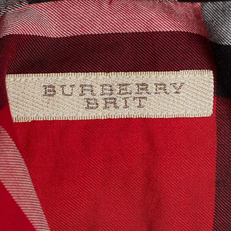 Pre Owned Burberry Brit Red Check Print Cotton Button Front Shirt S