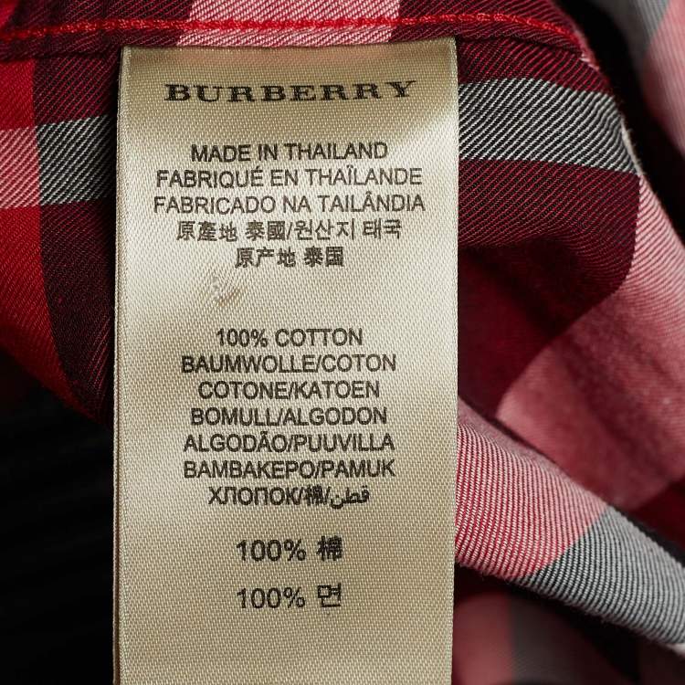 Pre Owned Burberry Brit Red Check Print Cotton Button Front Shirt S