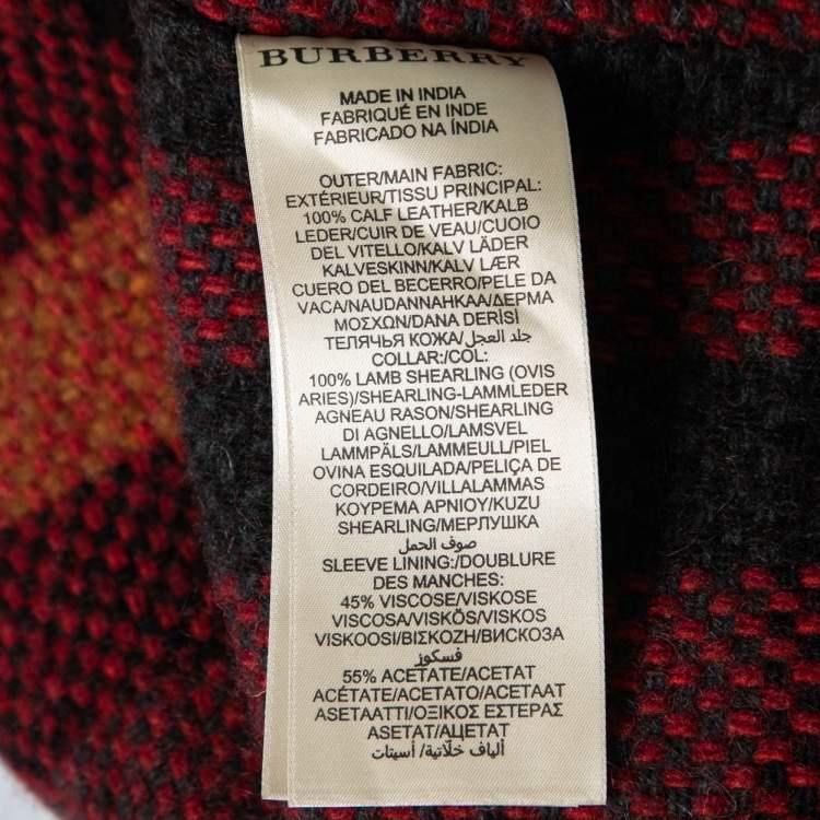 Pre Owned Burberry Brit Brown Leather Shearling Collar Biker Jacket L