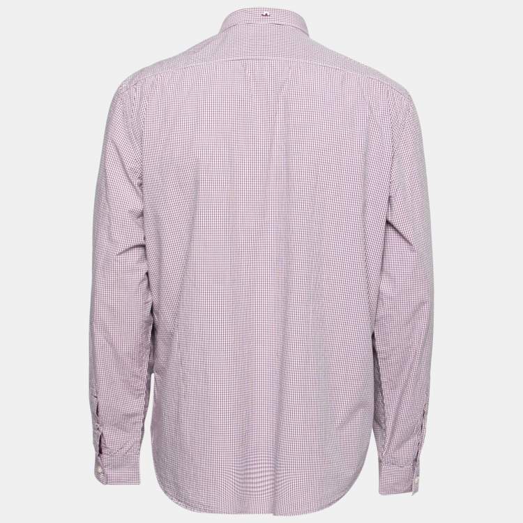 Pre Owned Burberry Brit Red Checkered Pattern Cotton Button Front Shirt XXL