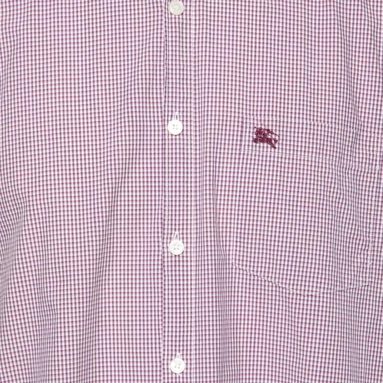 Pre Owned Burberry Brit Red Checkered Pattern Cotton Button Front Shirt XXL