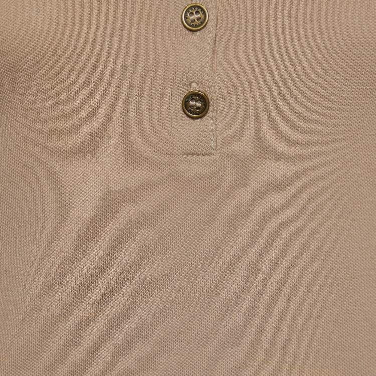 Pre Owned Burberry Brit Beige Cotton Pique Nova Check Sleeve T-Shirt XS