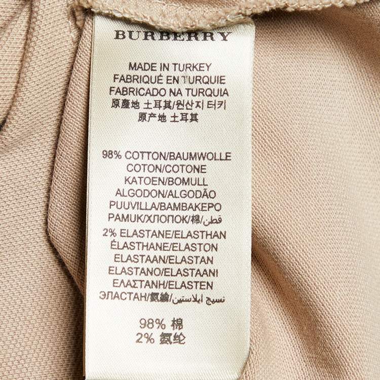 Pre Owned Burberry Brit Beige Cotton Pique Nova Check Sleeve T-Shirt XS
