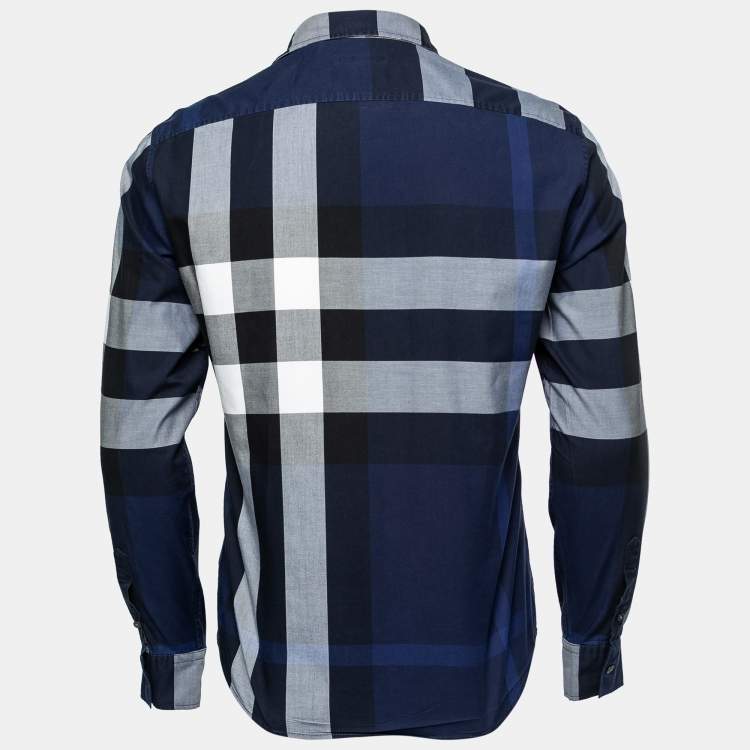 Louis Vuitton Navy Blue Plaid Cotton Button Front Full Sleeve Shirt XS