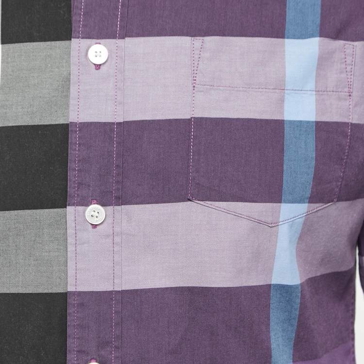 Pre Owned Burberry Brit Purple Checked Cotton Button Down Shirt S