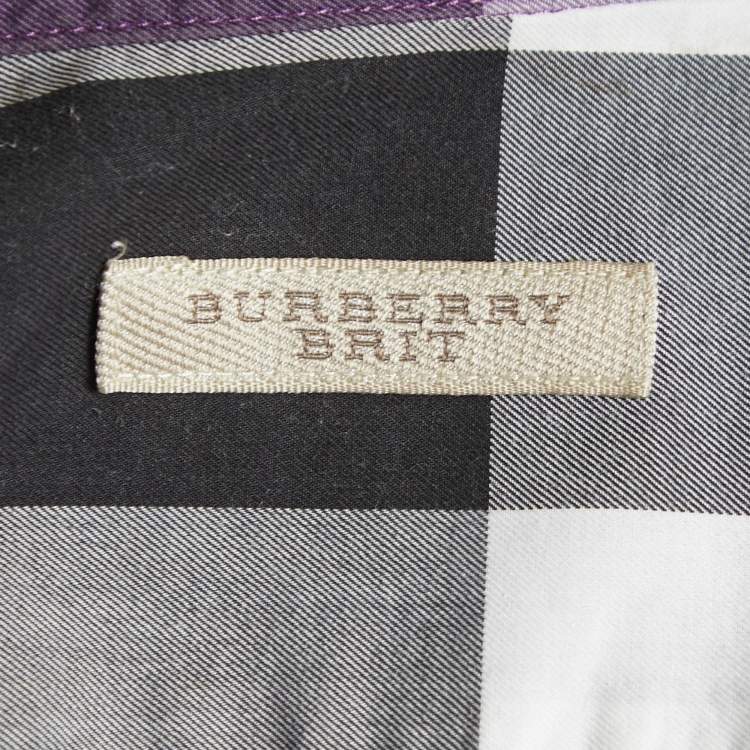 Pre Owned Burberry Brit Purple Checked Cotton Button Down Shirt S