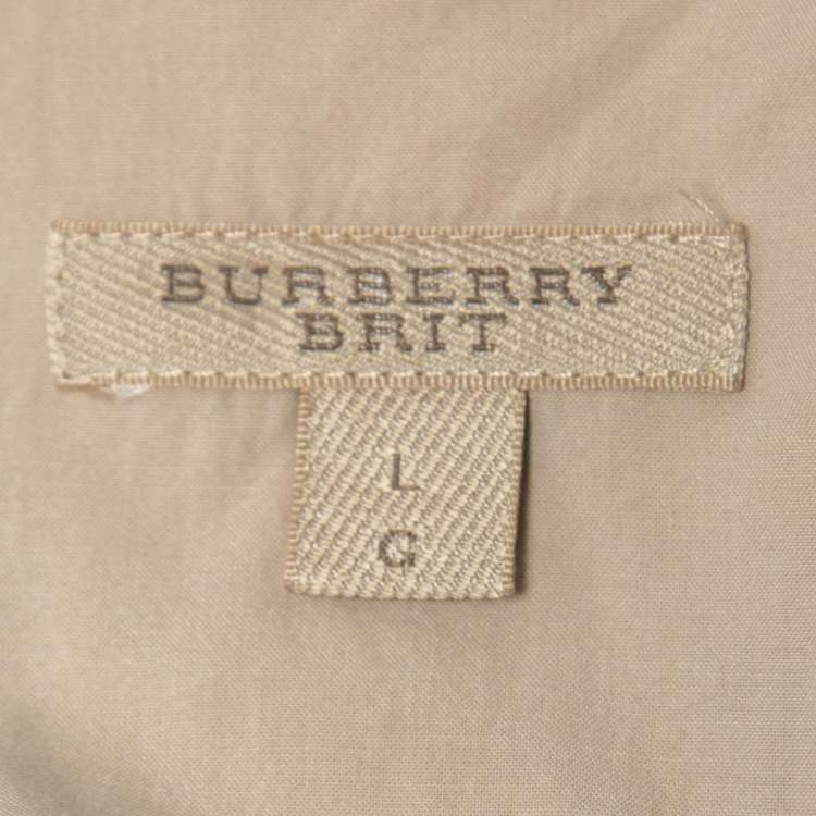 Pre Owned Burberry Brit Beige Checked Cotton Button Front Shirt L