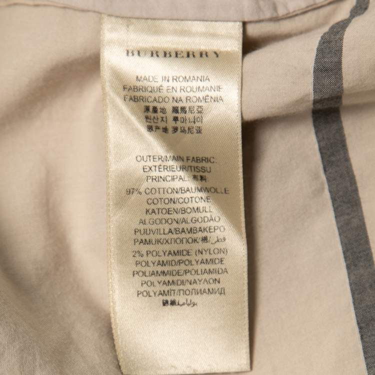 Pre Owned Burberry Brit Beige Checked Cotton Button Front Shirt L