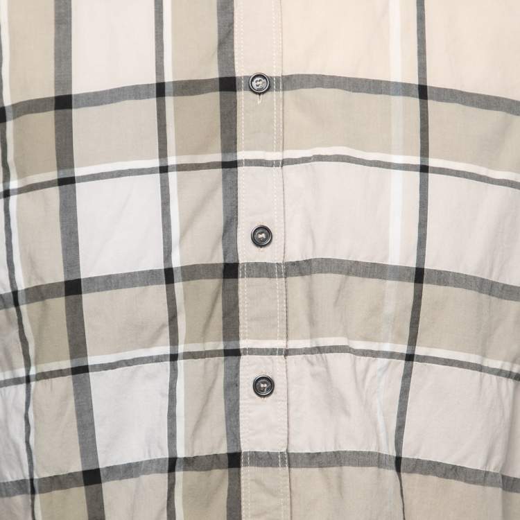 Pre Owned Burberry Brit Beige Checked Cotton Button Front Shirt L
