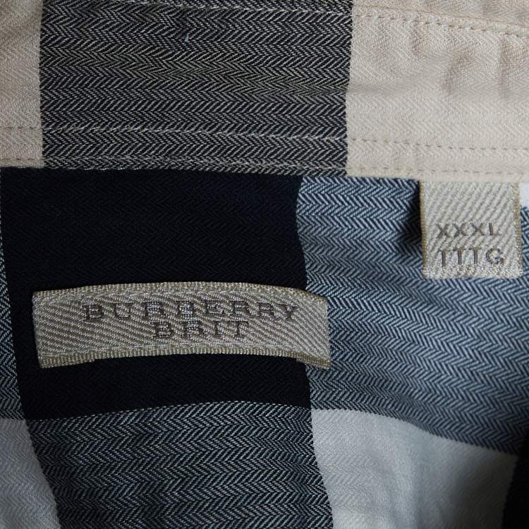 Pre Owned Burberry Brit Beige Giant Check Cotton Long Sleeve Shirt 3XL