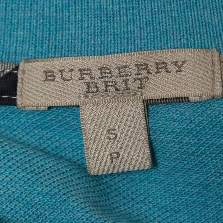 Pre Owned Burberry Brit Blue Cotton Pique Polo T-Shirt S
