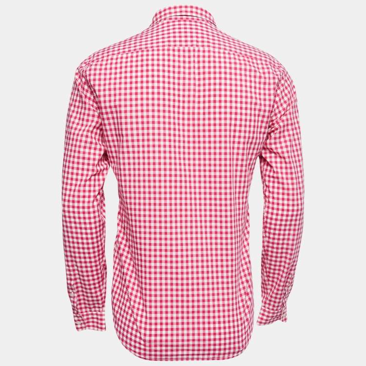 Pre Owned Burberry Brit Pink/White Checked Full Sleeve Shirt S