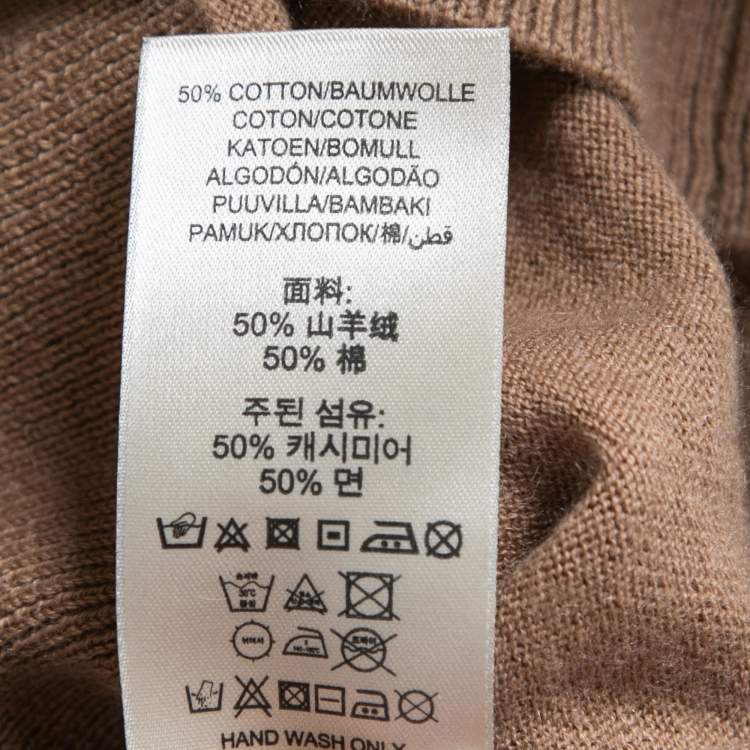 Pre Owned Burberry Brit Beige Knit Horseferry Check Shoulder Detail Crew Neck Sweatshirt XS