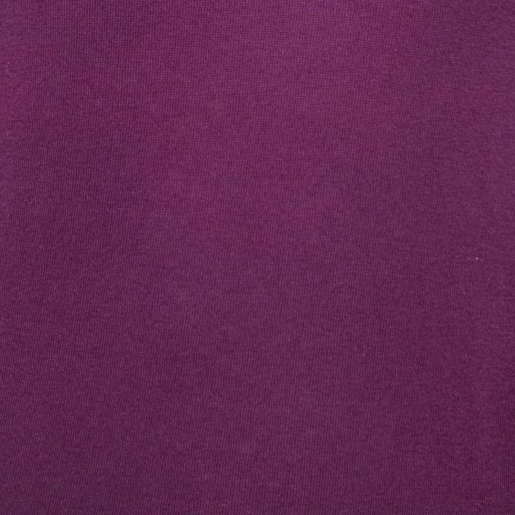 Pre Owned Burberry Brit Purple Knit Horseferry Check Shoulder Detail Crew Neck Sweatshirt S