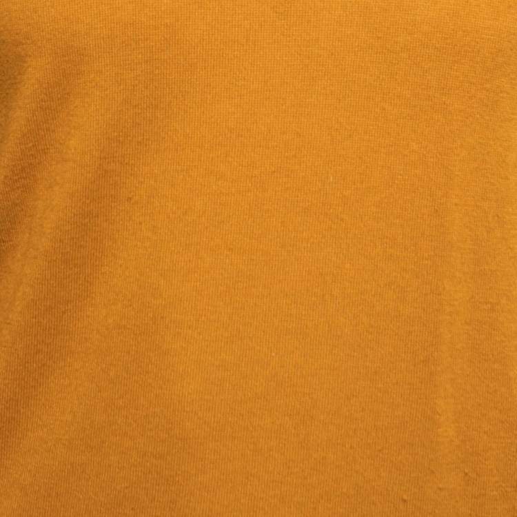 Pre Owned Burberry Brit Mustard Yellow Knit Horseferry Check Shoulder Detail Crew Neck Sweatshirt S