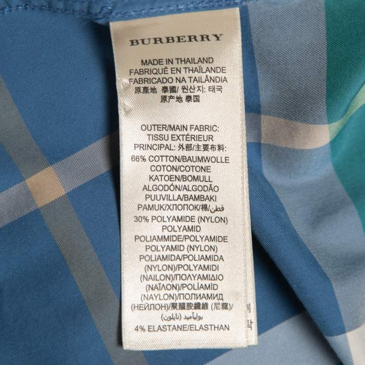Pre Owned Burberry Brit Blue/Green Plaided Cotton Full Sleeve Shirt L