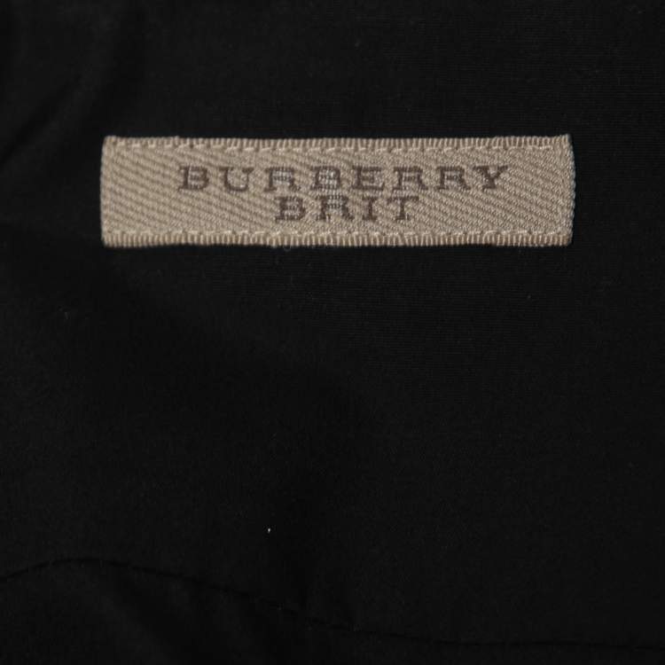 Pre Owned Burberry Brit Black Stretch Cotton Button Front Shirt L