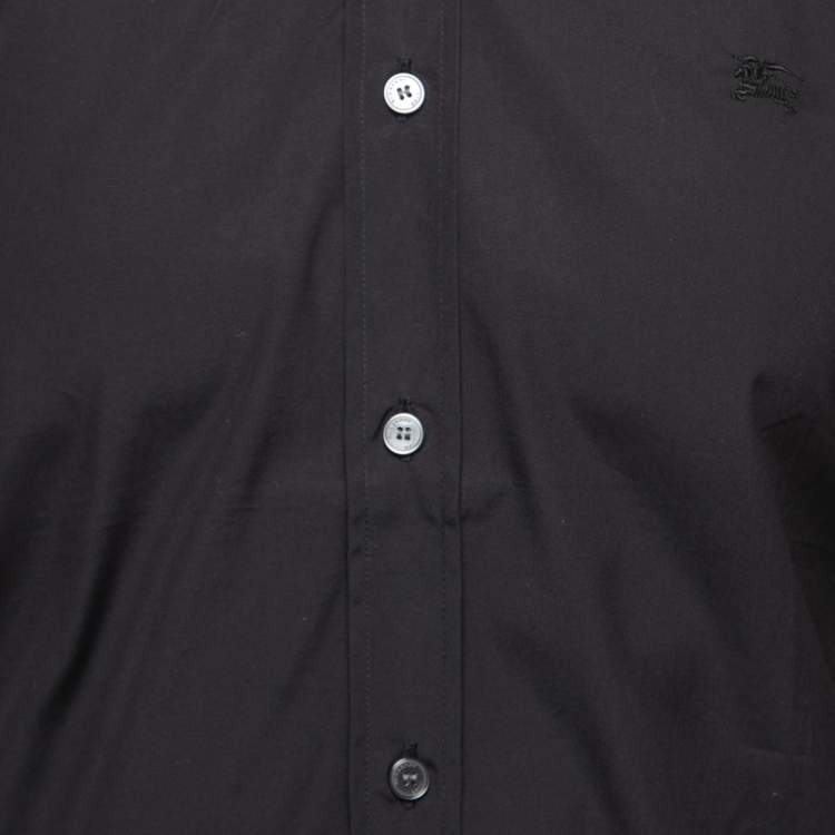 Pre Owned Burberry Brit Black Stretch Cotton Button Front Shirt L