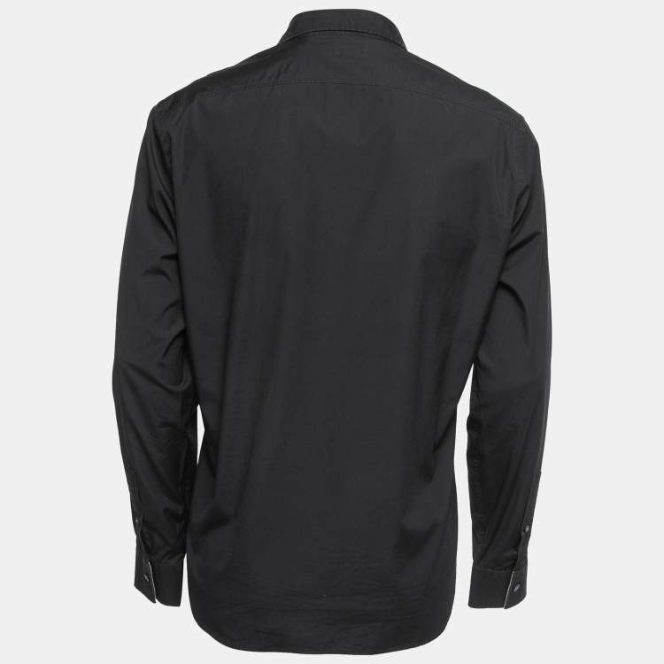 Pre Owned Burberry Brit Navy Blue Cotton Button Front Full Sleeve Shirt L