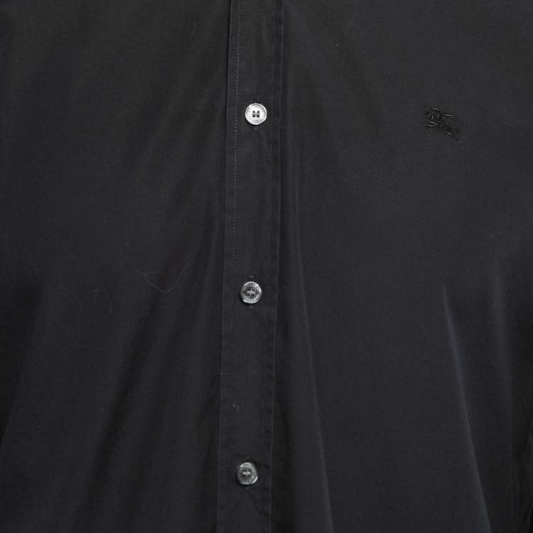 Pre Owned Burberry Brit Navy Blue Cotton Button Front Full Sleeve Shirt L