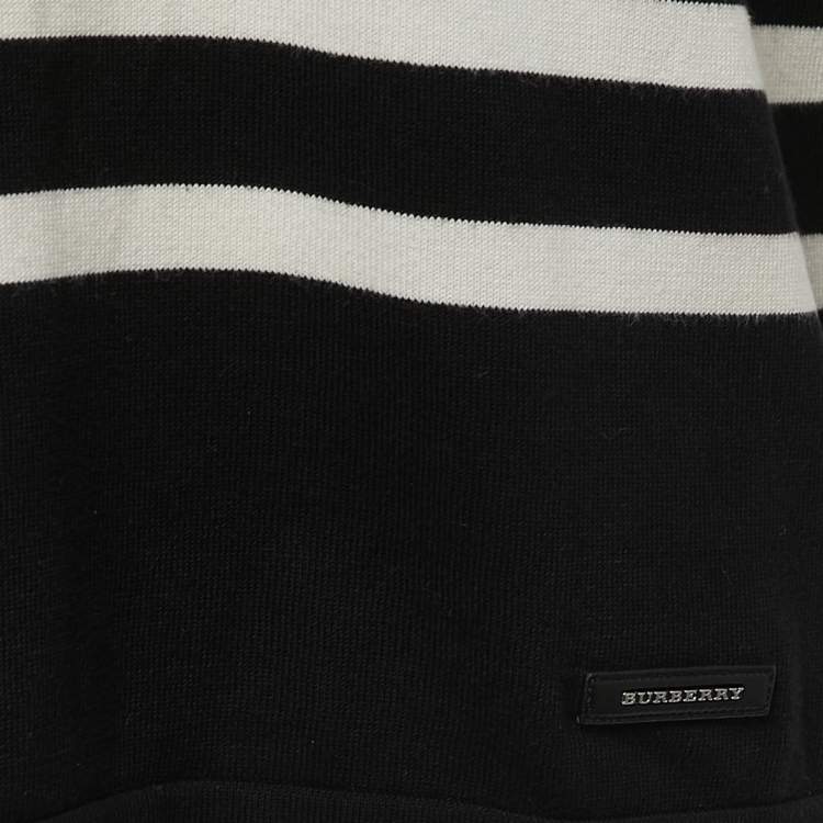 Pre Owned Burberry Brit Black Striped Knit Polo T-Shirt L