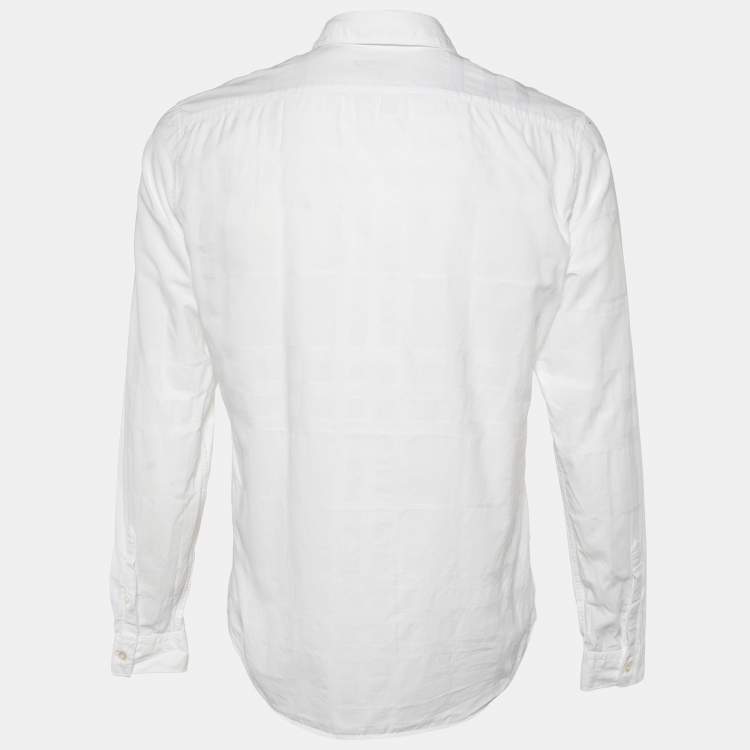 Pre Owned Burberry Brit White Patterned Cotton Button Front Shirt M