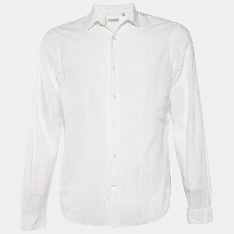 Pre Owned Burberry Brit White Patterned Cotton Button Front Shirt M