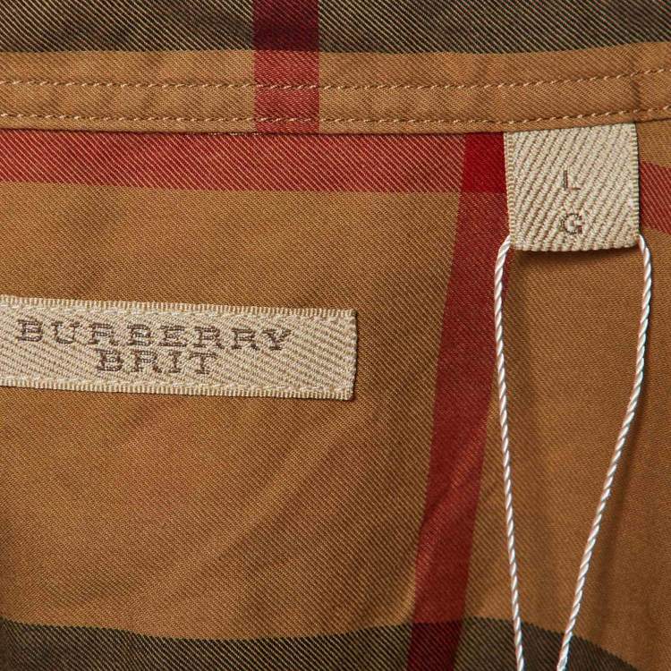 Pre Owned Burberry Brit Beige Nova Check Cotton Button Front Shirt L