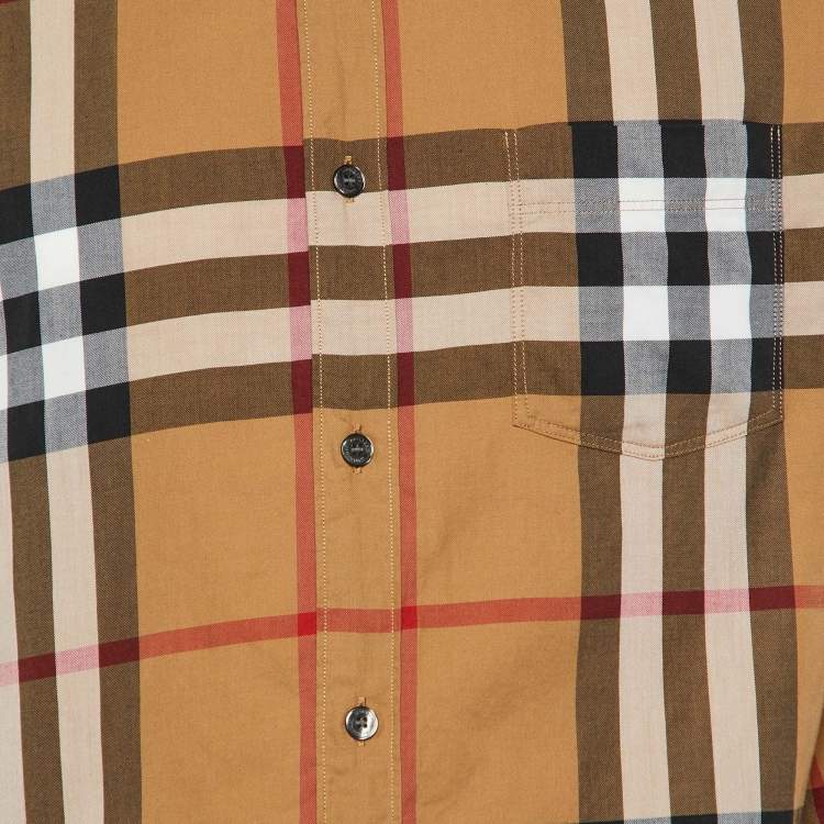 Pre Owned Burberry Brit Beige Nova Check Cotton Button Front Shirt L