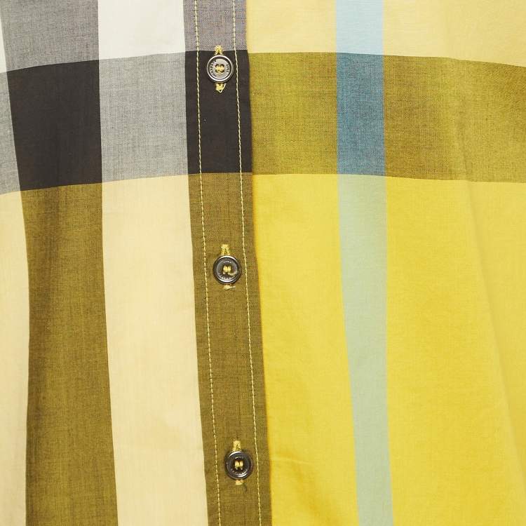 Pre Owned Burberry Brit Yellow Checked Cotton Button Front Shirt M