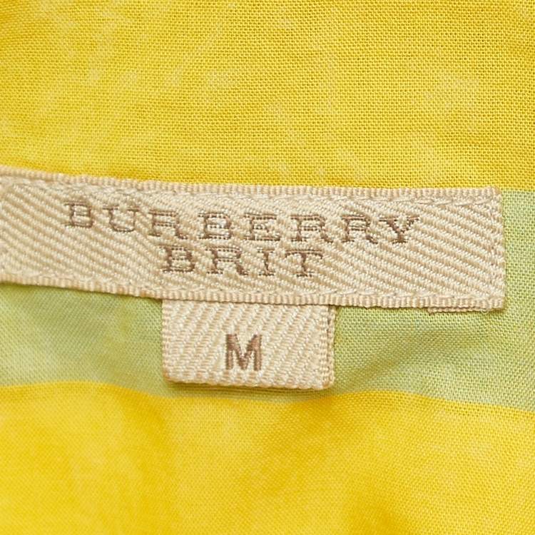 Pre Owned Burberry Brit Yellow Checked Cotton Button Front Shirt M