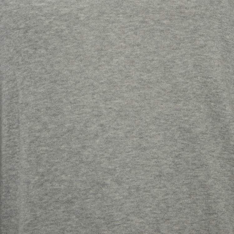 Pre Owned Burberry Brit Grey Cashmere and Cotton Check Detail Round Neck Sweater XXL