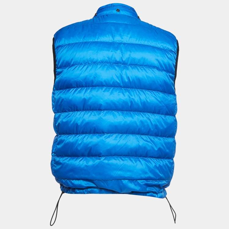 Pre Owned Burberry Brit Blue Synthetic Zip Front Quilted Vest L
