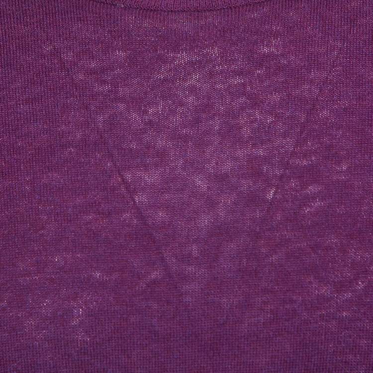 Pre Owned Burberry Brit Purple Wool & Cotton Knit Contrast Trim Sweatshirt S