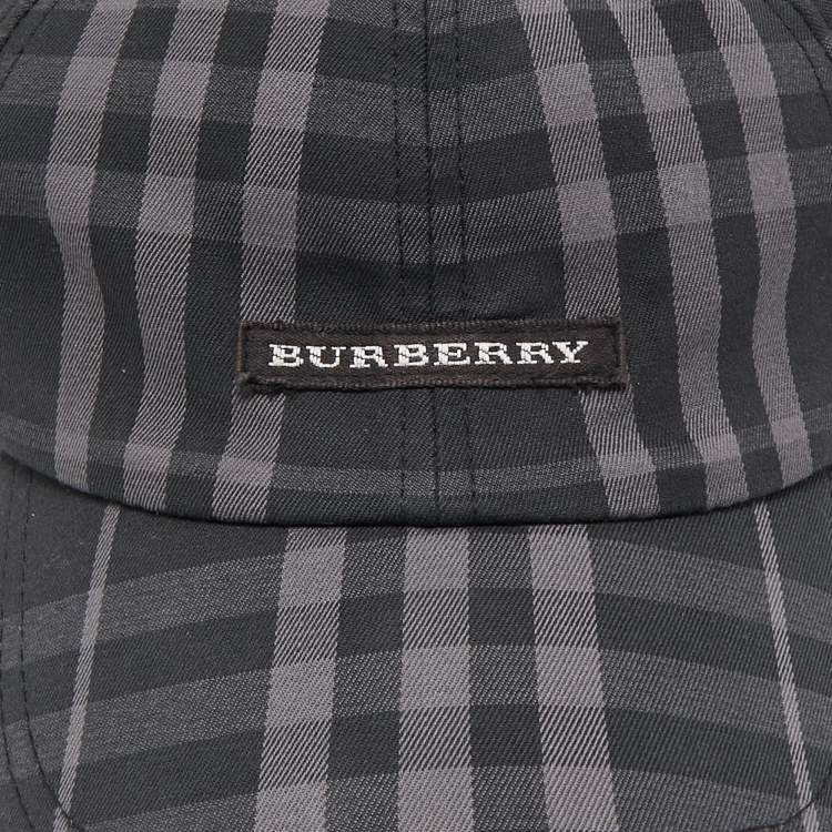 Pre Owned Burberry Black Smoked Check Canvas Baseball Cap One Size