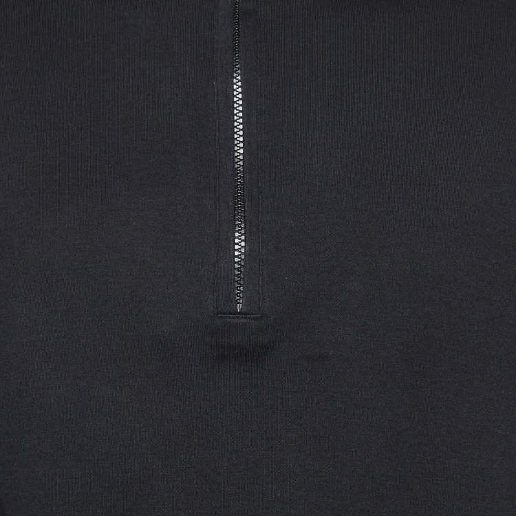 Pre Owned Burberry Golf Black Cotton Zip Mock Neck Long Sleeve Sweater M