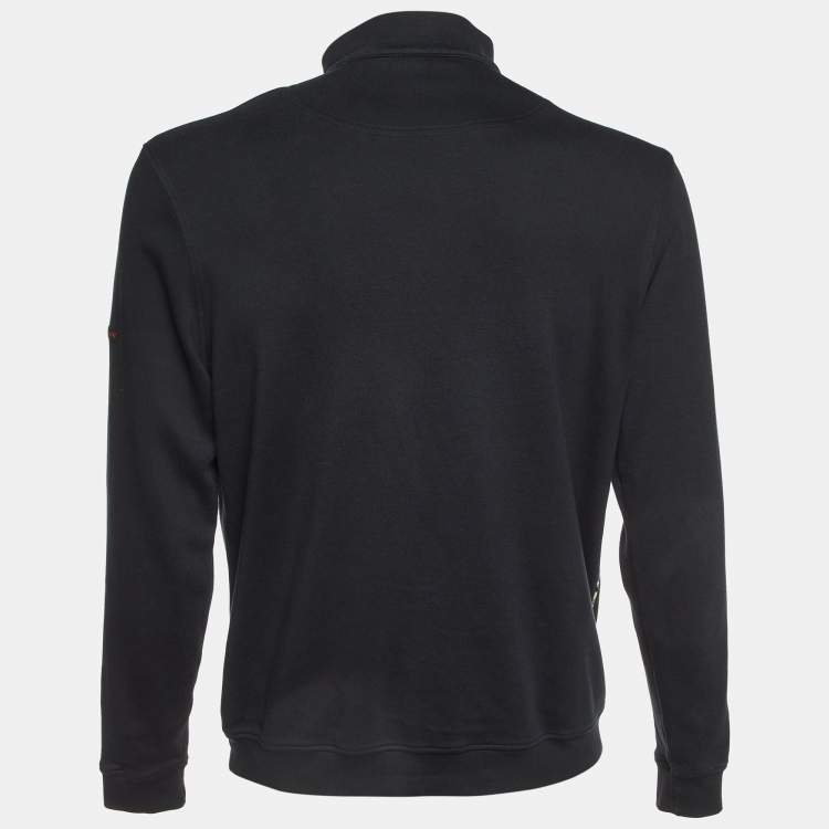 Pre Owned Burberry Golf Black Cotton Zip Mock Neck Long Sleeve Sweater M