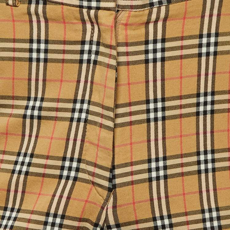 مملوكة مسبقًا Burberry Golf Beige Checkered Print Cotton Shorts S