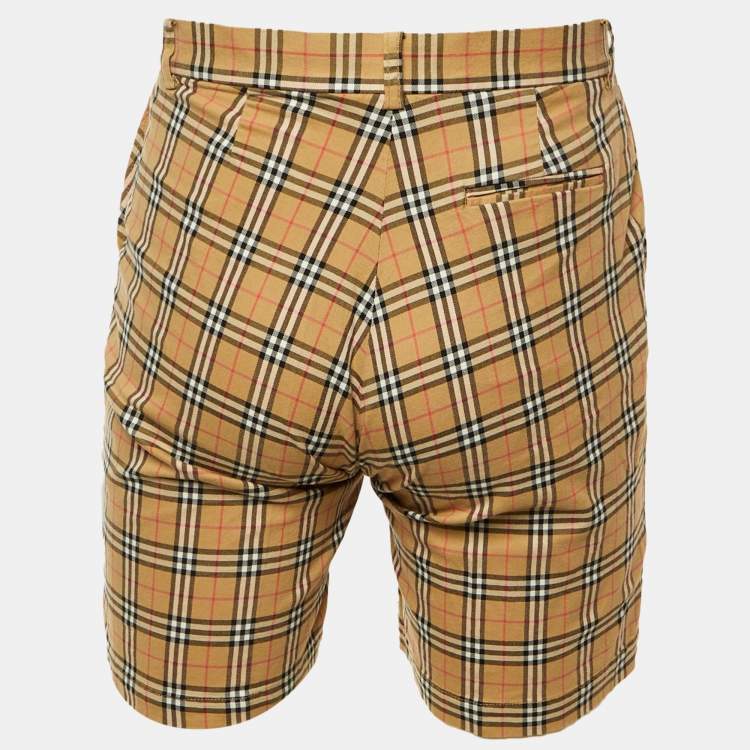 مملوكة مسبقًا Burberry Golf Beige Checkered Print Cotton Shorts S