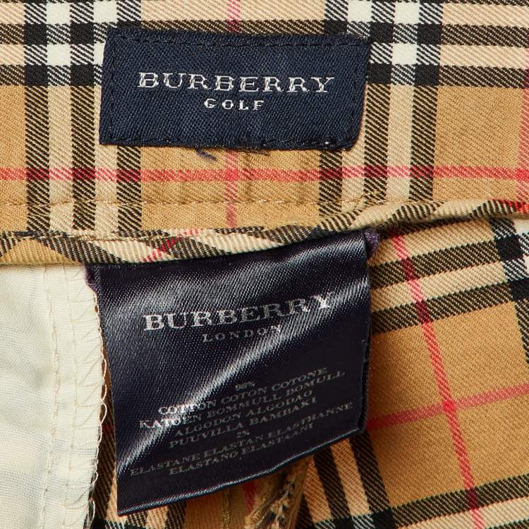 مملوكة مسبقًا Burberry Golf Beige Checkered Print Cotton Shorts S